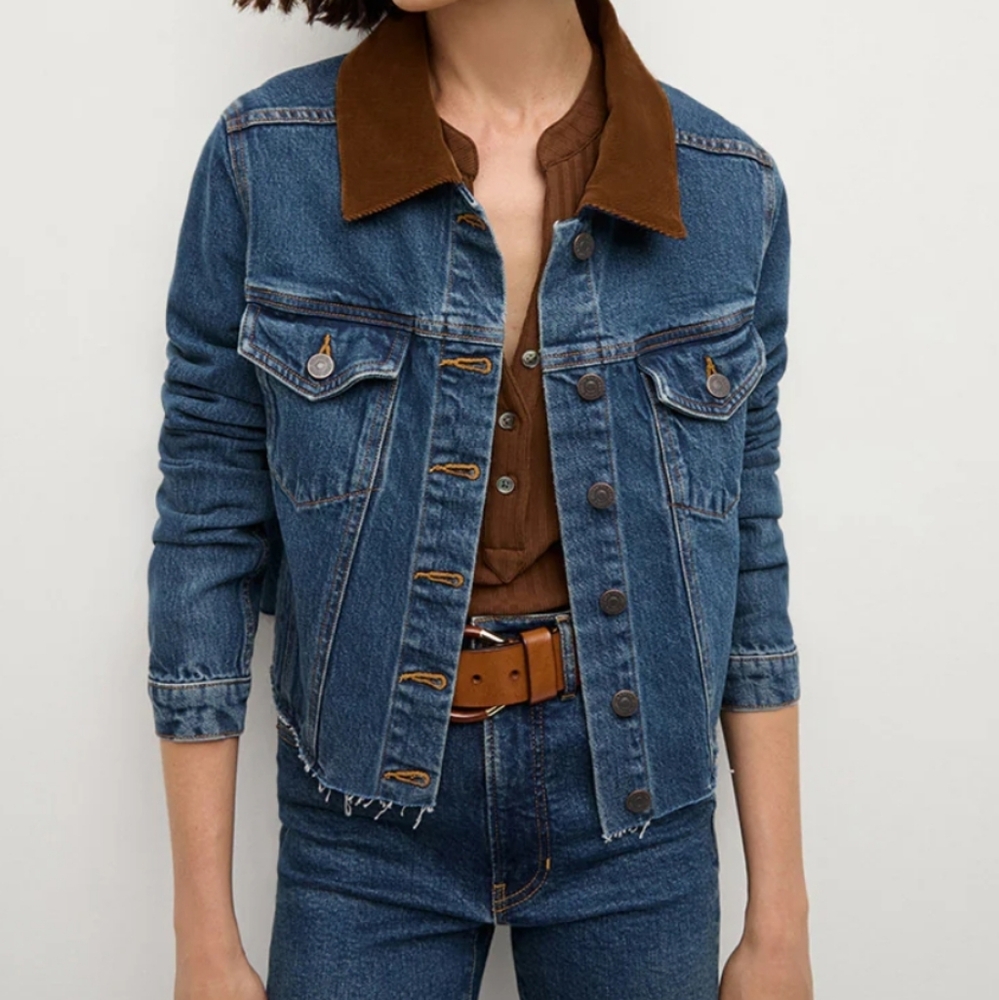 Veronicas Beard Cara Jean Jacket | Corduroy Collar Sz XL NWT